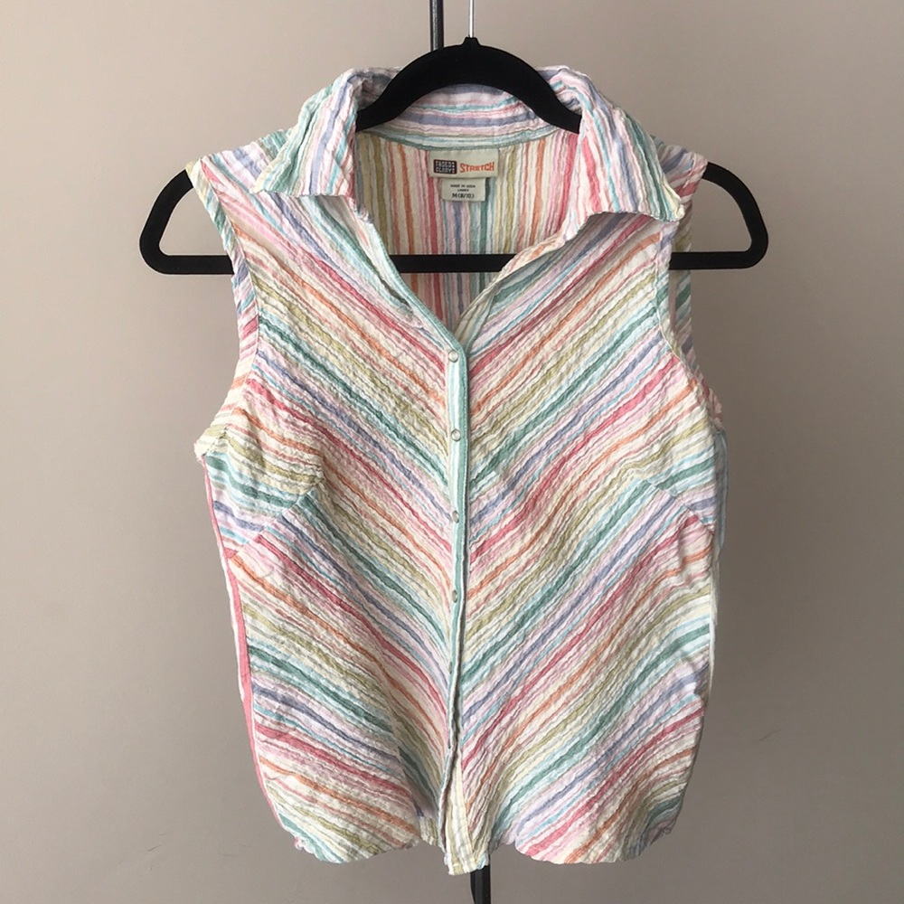 Vintage Faded Glory pastel striped collared top
